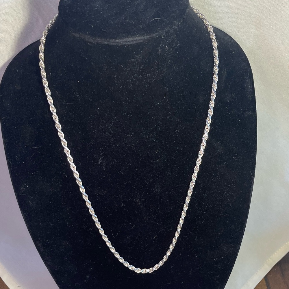 Silver 24” Solid Rope Chain 925 4mm thick Italy